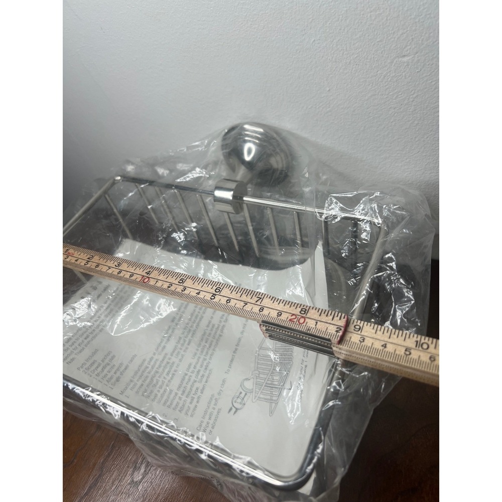 Pottery Barn Mercer Shower Caddy Polished Nickel Wall Mount Wire Basket 9" - Picture 5 of 10